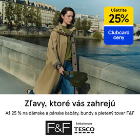 Zľava 25% na vybrané kabáty a pletený tovar značky F&F
